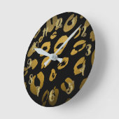 Black & Gold Leopard Cheetah Animal Print Runde Wanduhr (Winkel)