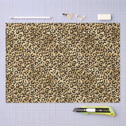 Black Gold Leopard Cheetah Animal Print Seidenpapier (Handwerk)