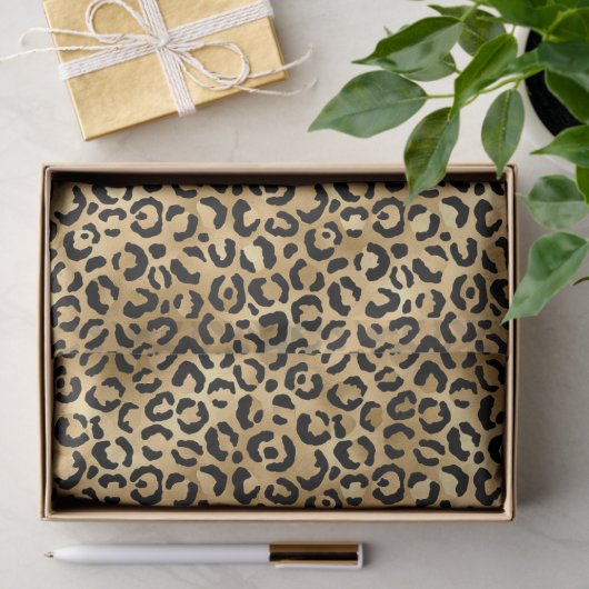 Black Gold Leopard Cheetah Animal Print Seidenpapier (Geschenk)