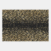 Black Gold Leopard Cheetah Print Glitzer Glam Geschenkpapier Set (Vorderseite 3)