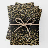Black Gold Leopard Cheetah Print Glitzer Glam Geschenkpapier Set (Beispiel)