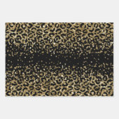 Black Gold Leopard Cheetah Print Glitzer Glam Geschenkpapier Set (Vorderseite)