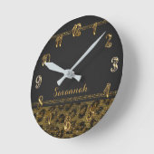 Black & Gold Leopard Cheetah Sequin Glitzer Runde Wanduhr (Winkel)