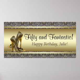 Black Gold Leopard Geburtstagsparty-Banner Poster