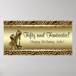 Black Gold Leopard Geburtstagsparty-Banner Poster