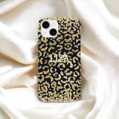 Black Gold Leopard GlitterPersönlicher Name Case-Mate iPhone Hülle