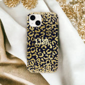 Black Gold Leopard GlitterPersönlicher Name Case-Mate iPhone Hülle