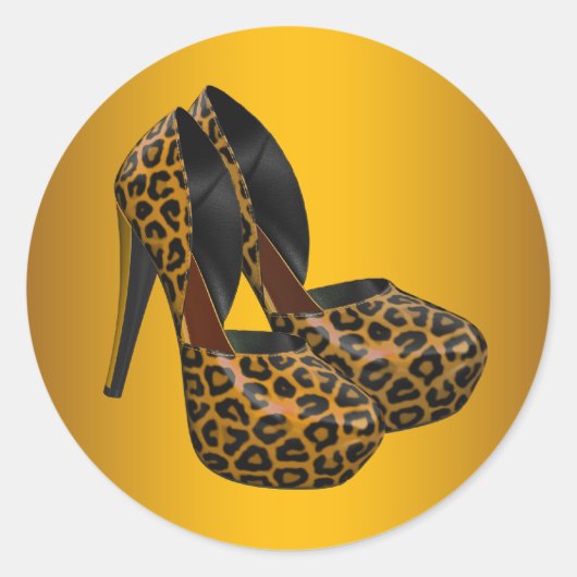 Black Gold Leopard High Heel Sticker (Vorderseite)