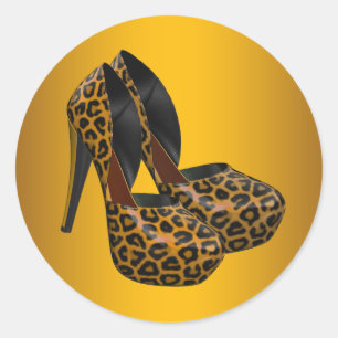 Black Gold Leopard High Heel Sticker