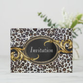 Black Gold Leopard Jeder Anlass Party Einladung (Stehend Vorderseite)