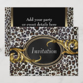 Black Gold Leopard Jeder Anlass Party Einladung (Vorne/Hinten)