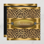 Black Gold Leopard Party Einladung (Vorne/Hinten)