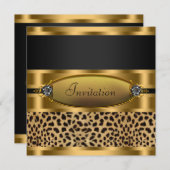 Black Gold Leopard Party Einladung (Vorne/Hinten)