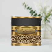 Black Gold Leopard Party Einladung (Stehend Vorderseite)