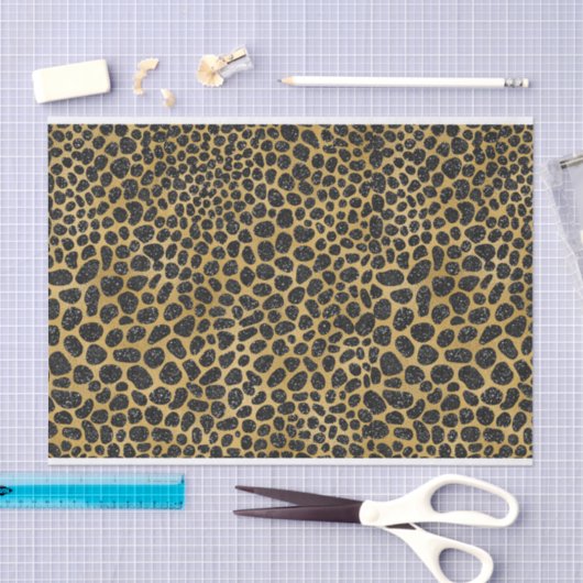 BLACK & GOLD LEOPARD PATTERN SEIDENPAPIER (Handwerk)