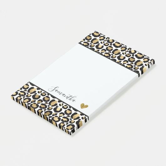 Black Gold Leopard Post-it Klebezettel (angewinkelt)