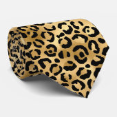 Black Gold Leopard Print Cheetah Print Trendmen Mä Krawatte (Gerollt)