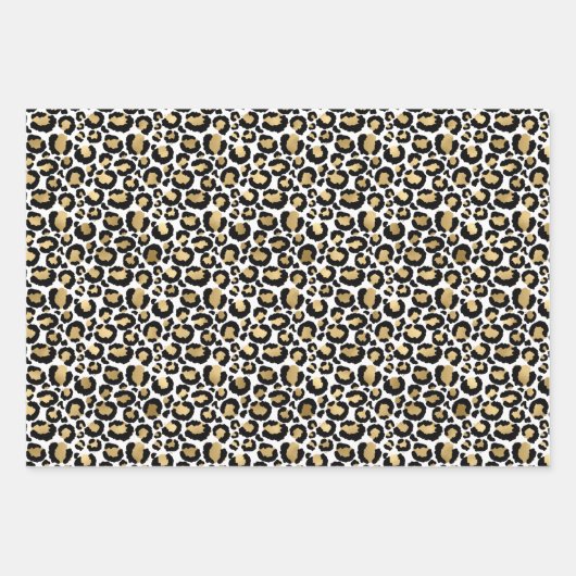 Black Gold Leopard Print Glitz Geschenkpapier Set (Vorderseite 2)