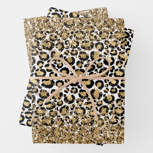Black Gold Leopard Print Glitz Geschenkpapier Set (Beispiel)