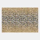 Black Gold Leopard Print Glitz Geschenkpapier Set (Vorderseite)