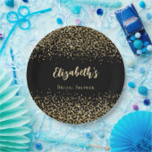 Black Gold Leopard Print Glitzer Brautparty Pappteller (Party)