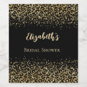Black Gold Leopard Print Glitzer Brautparty Weinetikett (Einzelnes Label)