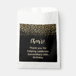 Black Gold Leopard Print Glitzer Geburtstag Geschenktütchen
