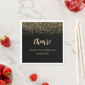 Black Gold Leopard Print Glitzer Geburtstag Serviette (Beispiel)