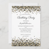 Black Gold Leopard Print Glitzer Overlay Geburtsta Einladung (Vorderseite)