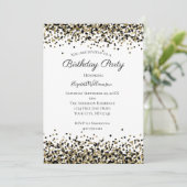 Black Gold Leopard Print Glitzer Overlay Geburtsta Einladung (Stehend Vorderseite)