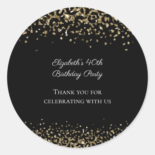 Black Gold Leopard Print Glitzer Overlay Geburtsta Runder Aufkleber (Vorderseite)