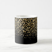 Black Gold Leopard Print Glitzer Overlay Trendy Kaffeetasse (Mittel)