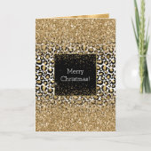 Black Gold Leopard Print Glitzy Karte (Vorderseite)
