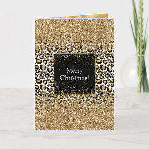 Black Gold Leopard Print Glitzy Karte