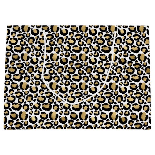 Black Gold Leopard Print Große Geschenktüte (Vorderseite)