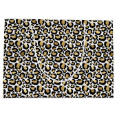 Black Gold Leopard Print Große Geschenktüte (Rückseite)