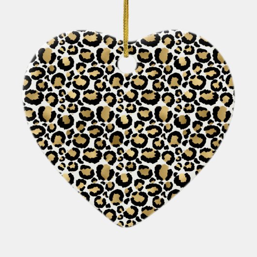 Black Gold Leopard Print Keramik Ornament (Hinten)