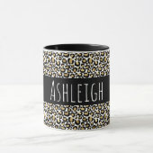 Black Gold Leopard Print Personalisiert Tasse (Zentrum)