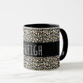 Black Gold Leopard Print Personalisiert Tasse (VorderseiteRechts)