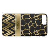 Black & Gold Leopard Print & Zigzag Zickzack Case-Mate iPhone Hülle (Rückseite (Horizontal))
