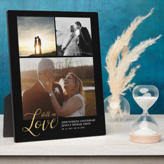 Black & Gold Liebe Jubiläum Foto Block Fotoplatte (Seite)