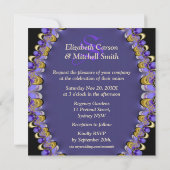 Black Gold Lila Lace Gothic Mittelalterliche Hochz Einladung (Rückseite)