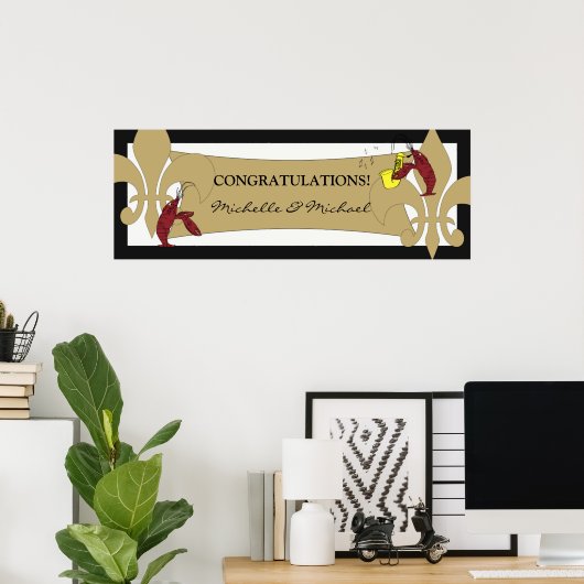 Black Gold Lilie Crawfish Party Banner Poster (Heimbüro)