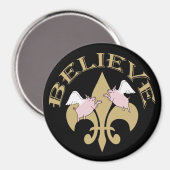 Black Gold Lilie Flying Schweine Magnet (Vorderseite/Rückseite)