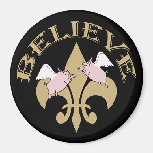 Black Gold Lilie Flying Schweine Magnet (Vorne)