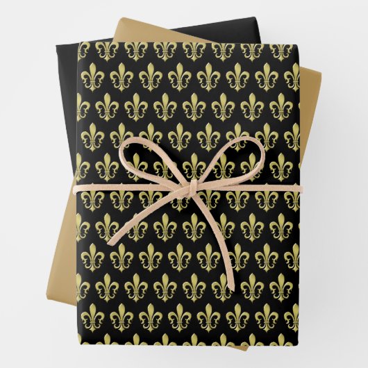 Black Gold Lilie French Wrapping Sheet Set Geschenkpapier Set (Beispiel)