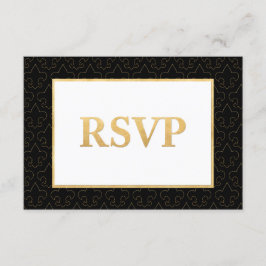 Black & Gold Lilie Wedding RSVP Card