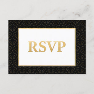 Black & Gold Lilie Wedding RSVP Card