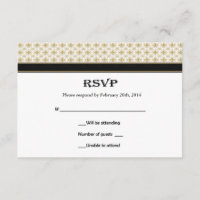 Black Gold Lilie Wedding RSVP Cards