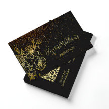 Black Gold Line Art Floral Glitzer | QR-Code